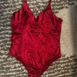Red Satin bodysuit